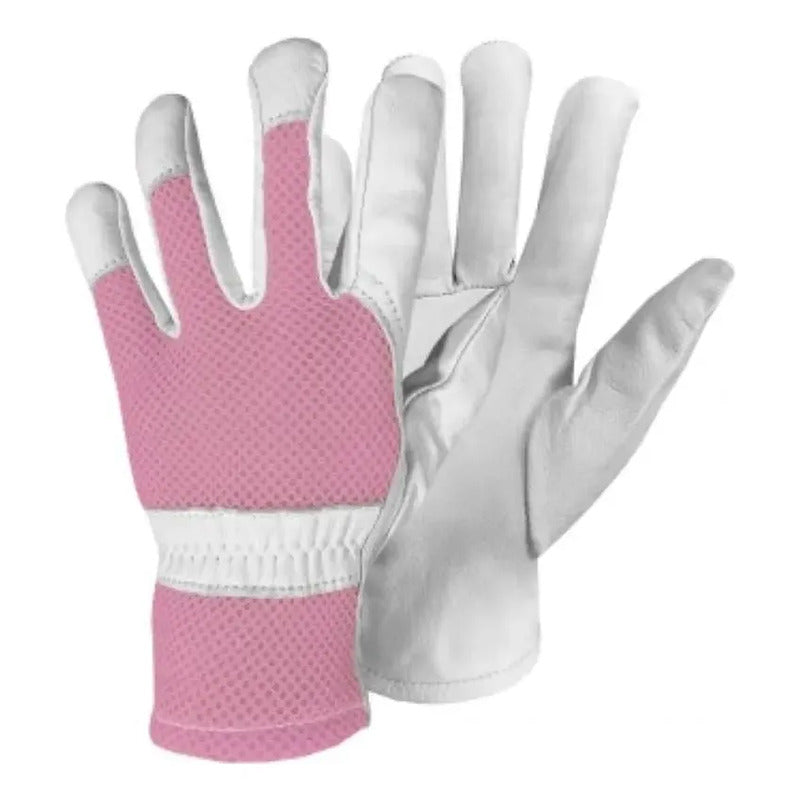 Guante De Cabritilla Rosa + Portaguantes Amarillo Rosa