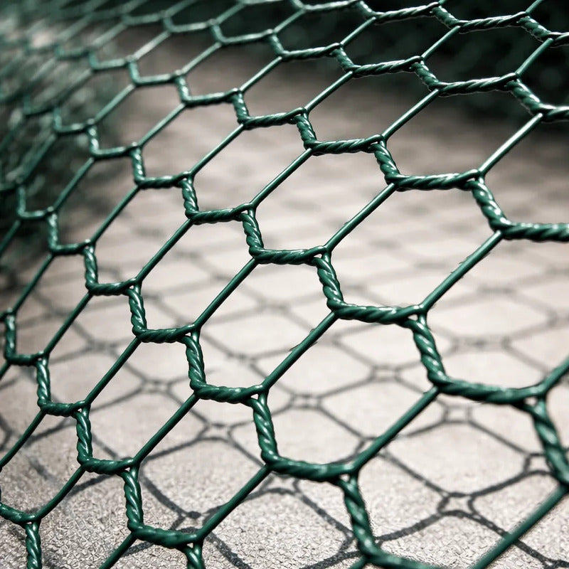 Malla Hexagonal Plastificada 1 Pulgada. 80cm Alto 3mt Largo Verde Oscuro