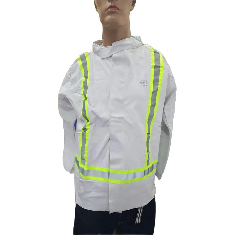 Chaqueta  Para  Soldador De Cuero Kp C/reflectante Gris Xl