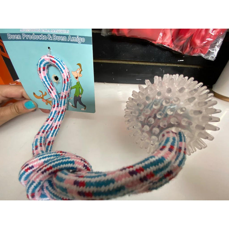 Juguete Para Perro Interactivo Con Cuerda Y  Pelota