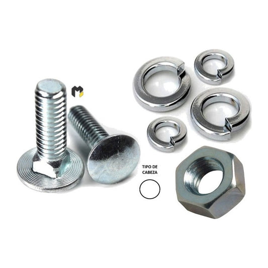 Pack Perno Coche 1/4x1.1/2 + Tuerca + Golilla (100 Un)