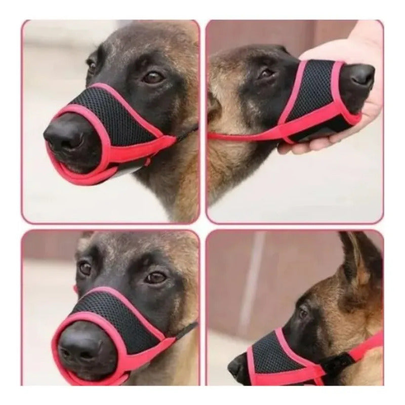 Bozal Para Perro Acolchado Suave Con Correa Ajustable Negro-variado Talla L