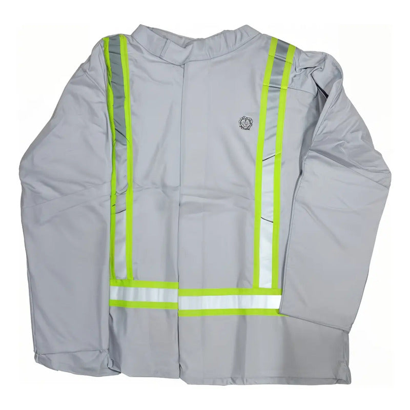 Chaqueta  Para  Soldador De Cuero Kp C/reflectante Gris Xl