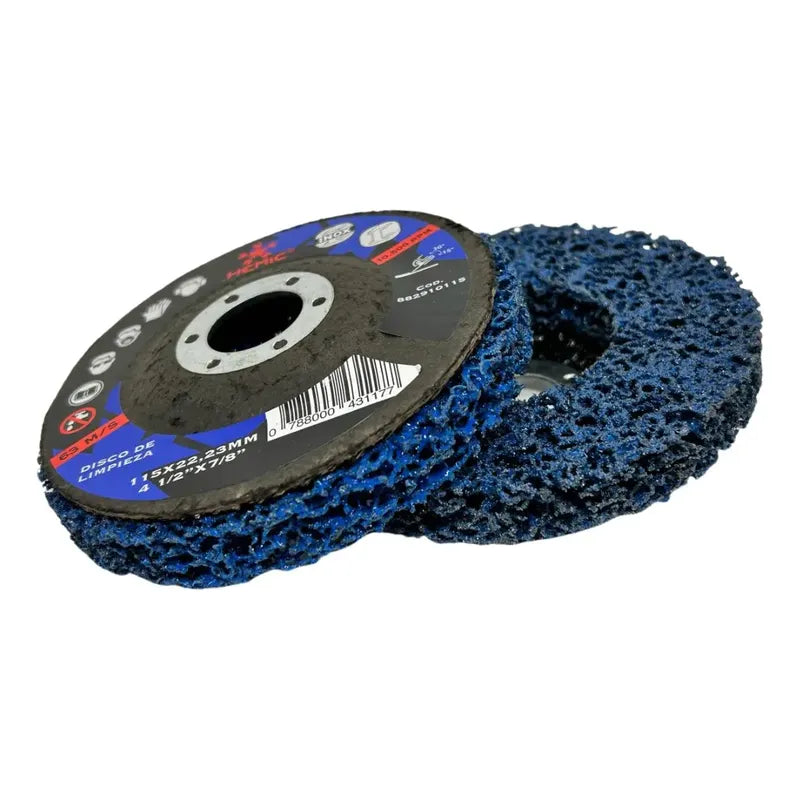 Disco De Limpieza Remueve Pintura Y Oxido Inox 4 1/2 Hemic Azul