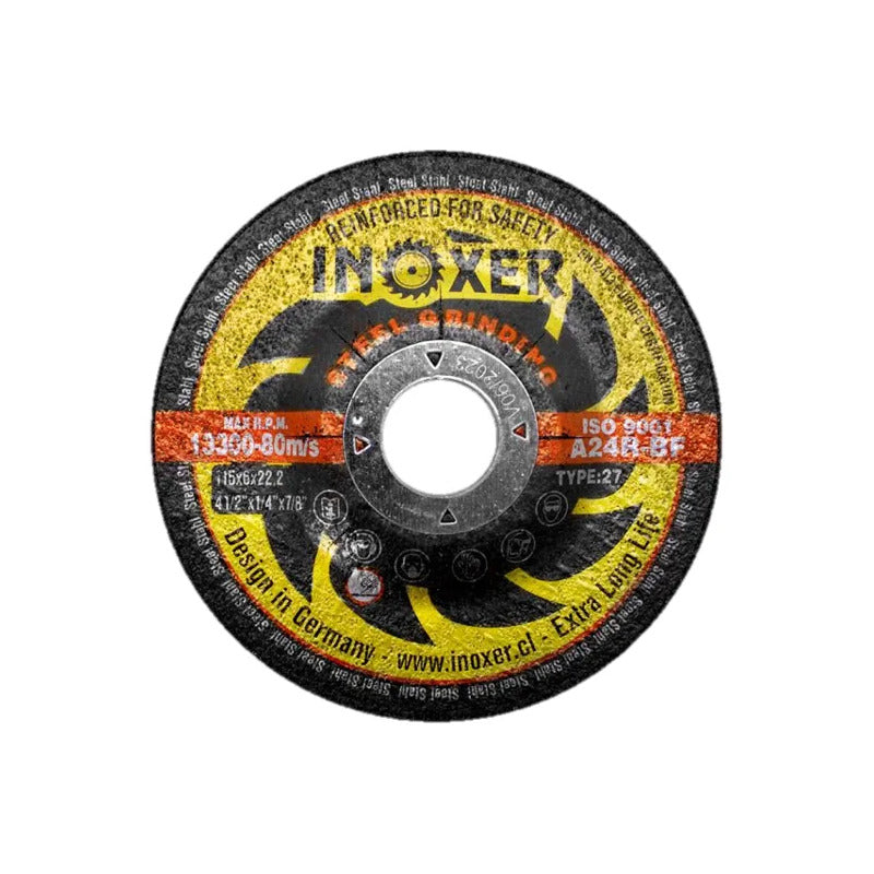 Discos De Desbaste Inox 4 1/2 X 6mm Inoxer ( 5 Un) Negro