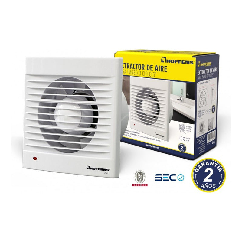 Extractor De Aire Hoffens 5 Pulgadas 240 M3/h, 16w Blanco