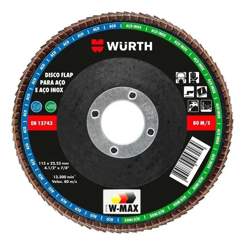 Disco Traslapado Grano 80 W-max Wurth. 10 Unidades Negro