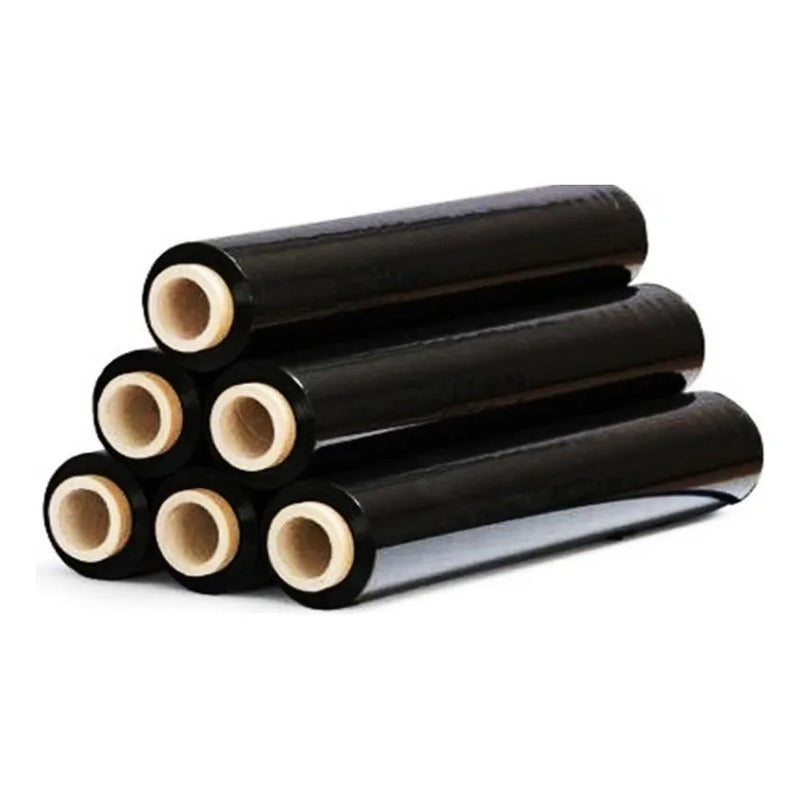 6 Und Film Negro De Embalaje Rollo 300 Mt Strech Negro