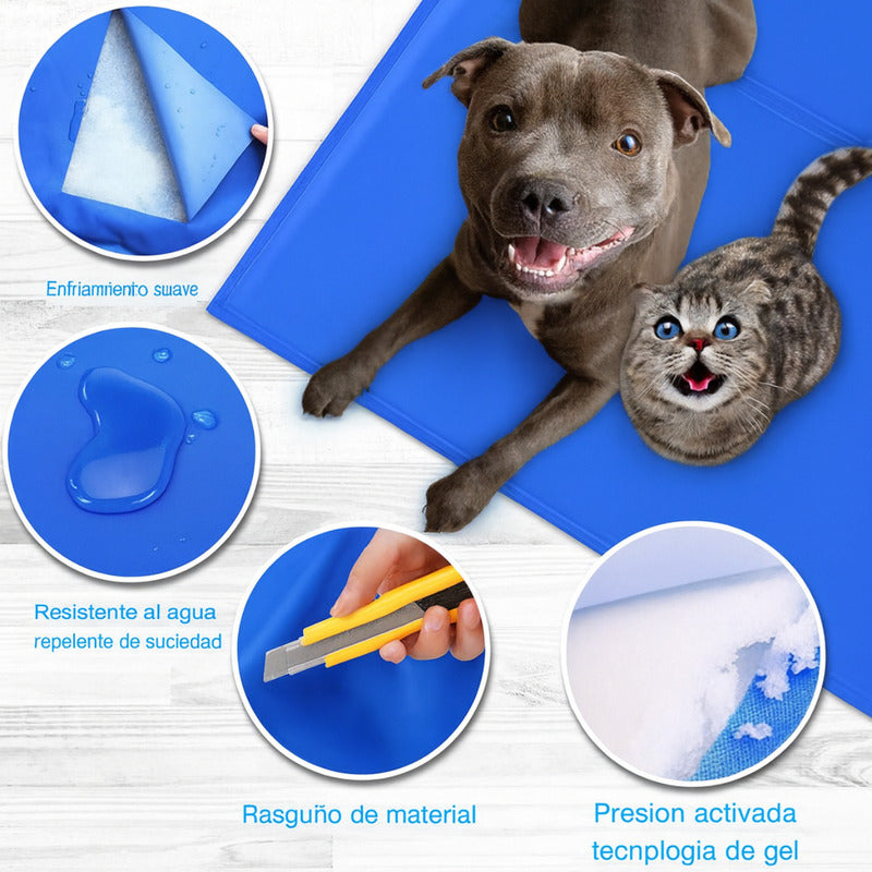 Manta Refrescante Para Perros 90x50 Cm Roro Talla L Colchon Perro Azul Oscuro Sin Diseño