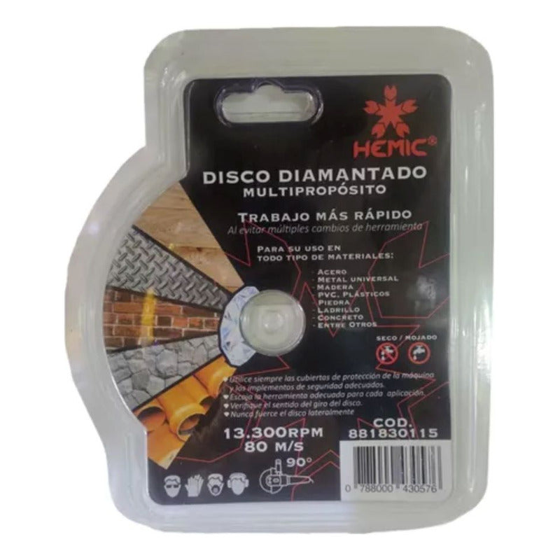 Disco Corte Diamantado Hemic Multipropósito 4 1/2 X 7/8