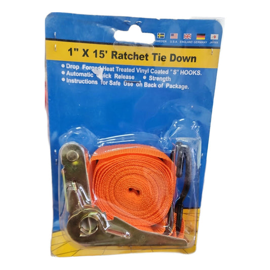 Eslinga De Amarre 1 X 15ft Ratchet Tie Down 4.5 Metros