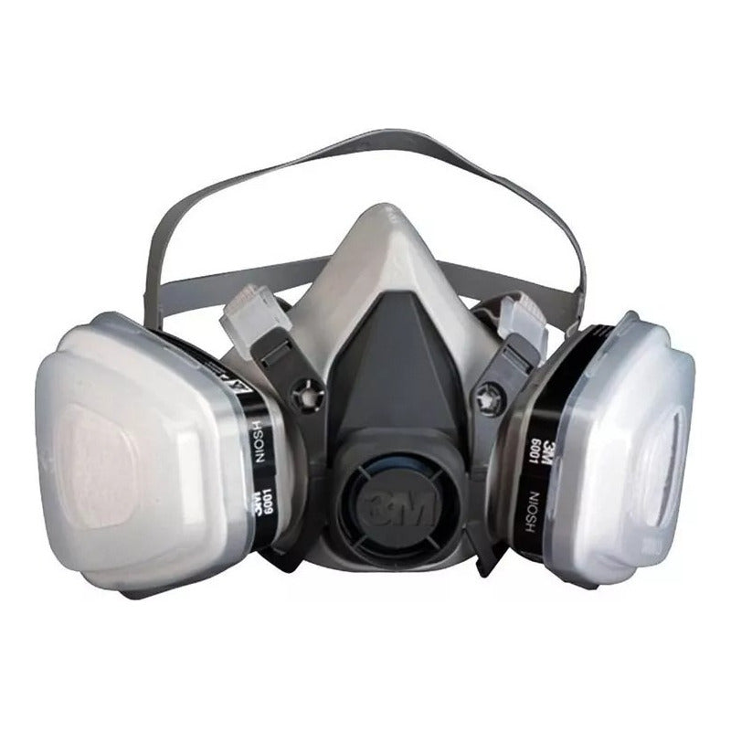 Respirador De Máscara 3m 6200 Con 1 Par De Cartuchos Químicos Para Vapores Orgánicos Tam M